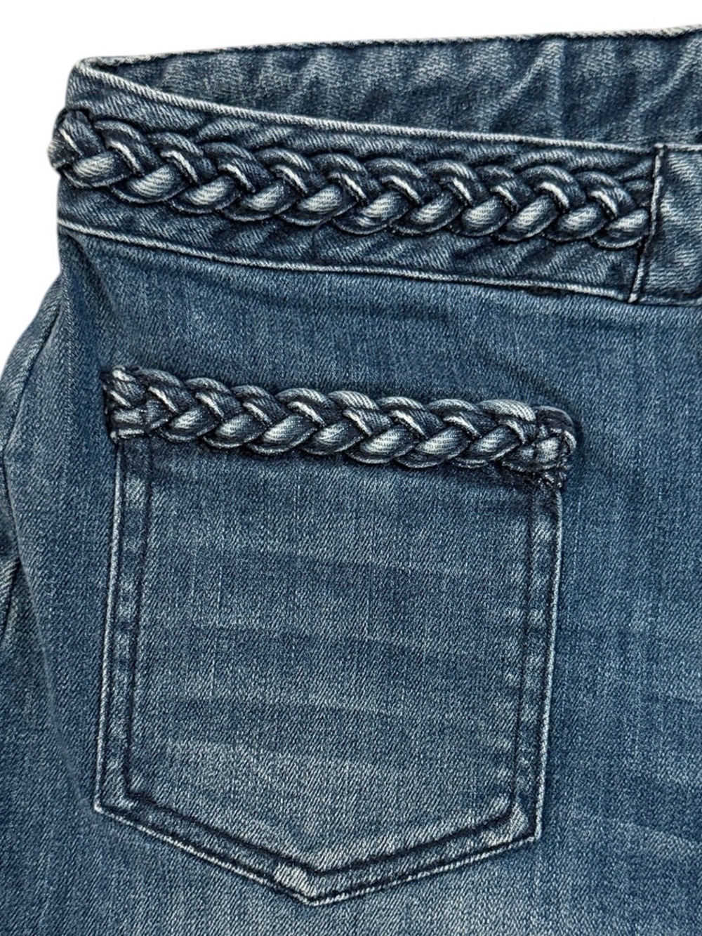 House of Harlow 1960 Braided High Rise Denim Shorts Size 30 Fits 28 Boho - Picture 2 of 13